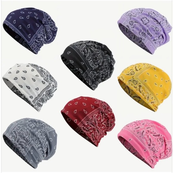 ✂️ SPRING SWEEP SALE Paisley Print Loose Fit Lined Elastic Slouchy Beanie Hat - Picture 3 of 4